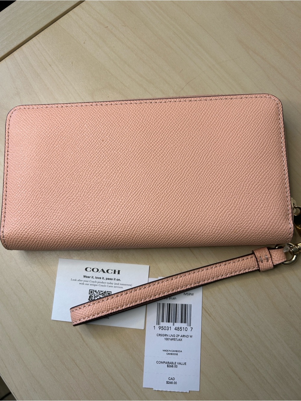 Coach Long Zip Around Wallet Blush NWT - Picture 2 of 7